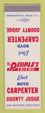Matchbook Cover - Boyd Carpenter County Judge Election SAMPLE