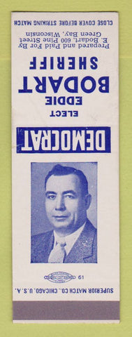 Matchbook Cover - Eddie Bodart Sheriff Election Green Bay WI WEAR SAMPLE
