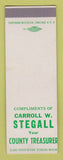 Matchbook Cover - Carroll Stegall County Treasurer Election SAMPLE
