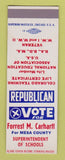 Matchbook Cover - Forest Carhartt Mesa County Colorado Superintendent  SAMPLE