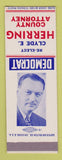 Matchbook Cover - Clyde Herring County Attorney Election SAMPLE
