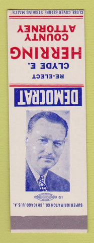 Matchbook Cover - Clyde Herring County Attorney Election SAMPLE