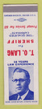 Matchbook Cover - TO Lang Sheriff Election SAMPLE
