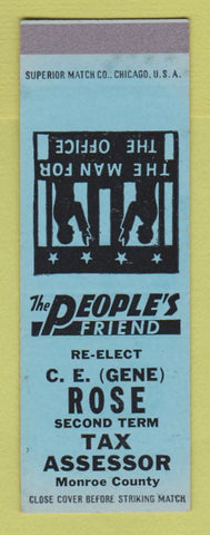 Matchbook Cover - GE Gene Rose Tax Assessor Election Monroe County SAMPLE