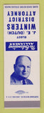 Matchbook Cover - JE Dutch Winters District Attorney Election SAMPLE