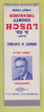 Matchbook Cover - D Ed Lusch County Treasurer Election SAMPLE