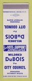 Matchbook Cover - Mildred DuBois for City Council Election SAMPLE