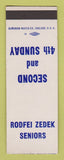 Matchbook Cover - Rodfei Zedek Seniors  SAMPLE