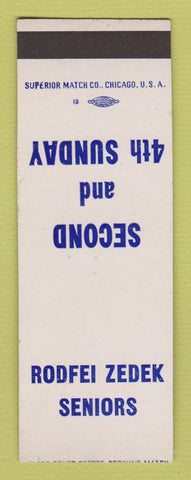 Matchbook Cover - Rodfei Zedek Seniors  SAMPLE