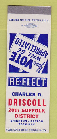 Matchbook Cover - Charles Driscoll Suffolk District Brighton Alston  SAMPLE