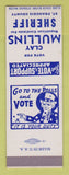 Matchbook Cover - Clay Mullins Sheriff Election St Francois County  SAMPLE