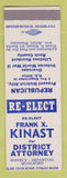 Matchbook Cover - Frank Kinast District Attorney Election Beloit WI SAMPLE