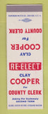 Matchbook Cover - Clay Cooper County Clerk Election SAMPLE