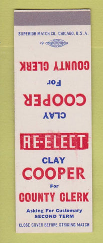 Matchbook Cover - Clay Cooper County Clerk Election SAMPLE