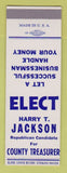 Matchbook Cover - Harry Jackson County Treasurer Election SAMPLE