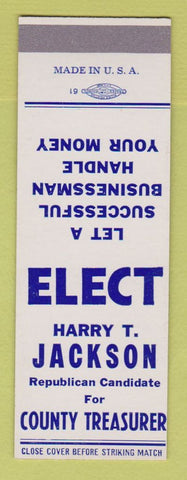 Matchbook Cover - Harry Jackson County Treasurer Election SAMPLE