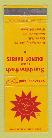 Matchbook Cover - Sunshine Fresh Idlenot Dairy Keene Manchester NH WEAR