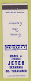 Matchbook Cover - Mabel Fosse Jeter Skamania County Treasurer WA