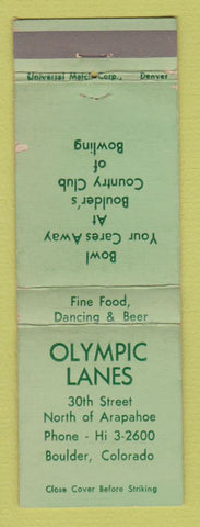 Matchbook Cover - Olympic Lanes Bowling Boulder Colorado WEAR