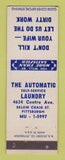 Matchbook Cover - Automatic Laundry Laundromat Pittsburgh PA