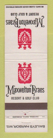 Matchbook Cover - Maxwelton Braes Resort Golf Baileys Harbor WI