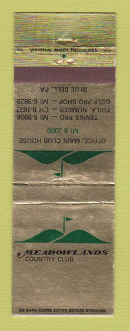 Matchbook Cover - Meadowlands Country Club Blue Bell PA