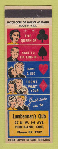 Matchbook Cover - Lumberman's Club Portland OR
