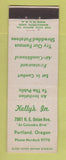 Matchbook Cover - Kelly's In Portland OR restaurant