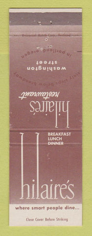 Matchbook Cover - Hilaire's Restaurant Portland OR