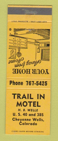 Matchbook Cover - Trail Inn Motel Cheyenne Wells Colorado