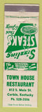 Matchbook Cover - Town House Restaurant Corbin KY WORN