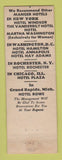 Matchbook Cover - Hotel Manger Boston MA Federal