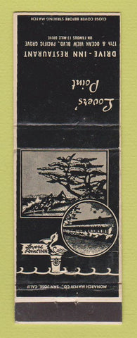 Matchbook Cover - Lovers' Point Drive Inn Restaurant Pacific Grove CA WEAR