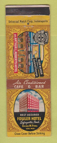 Matchbook Cover - Fowler Hotel Lafayette IN