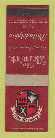 Matchbook Cover - Warwick Hotel Philadelphia PA