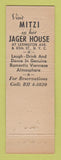 Matchbook Cover - Jager House Restaurant New York City
