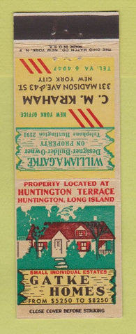 Matchbook Cover - Gatke Homes CM Kraham New York City