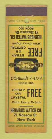 Matchbook Cover - Hermgus Watch Company New York City WEAR