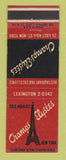 Matchbook Cover - Champs Elysees French Restaurant New York City Eiffel Tower
