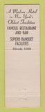 Matchbook Cover - Hotel Delmonico New York City