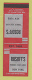 Matchbook Cover - Rosoff's New York City