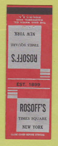 Matchbook Cover - Rosoff's New York City