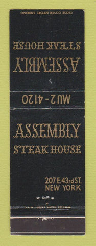 Matchbook Cover - Assembly Steak Hosue New York City