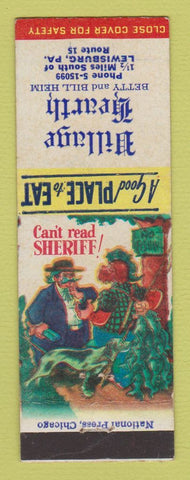 Matchbook Cover - Village Hearth Lewisburg PA hillbilly WEAR