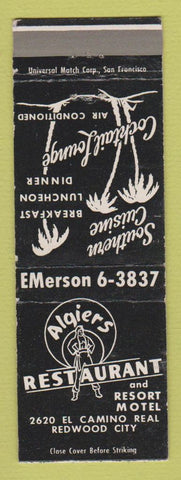 Matchbook Cover - Algiers Restaurant Redwood City CA motel