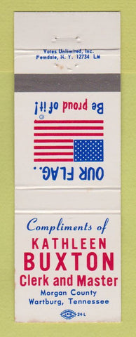 Matchbook Cover - Kathleen Buxton Clerk Master Morgan County Wartburg TN