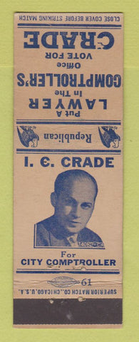 Matchbook Cover - IE Crade City Comptroller Election WEAR
