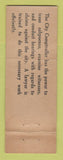Matchbook Cover - IE Crade City Comptroller Election WEAR