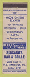 Matchbook Cover - Subsaro's Bar and Grill Pittsburgh PA