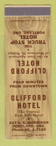 Matchbook Cover - Clifford Hotel Portland OR